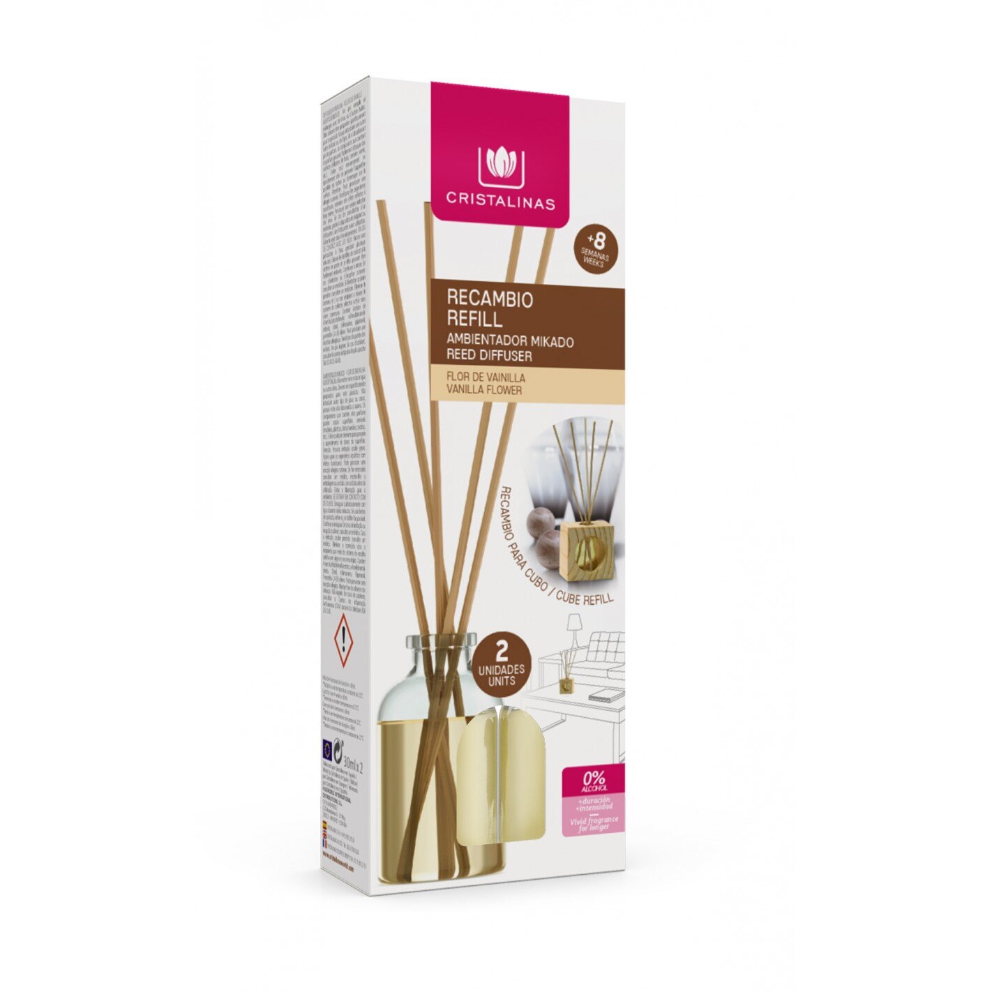 Rezerva Odorizant cub lemn 0% alcool – Vanilie 2*30 ml