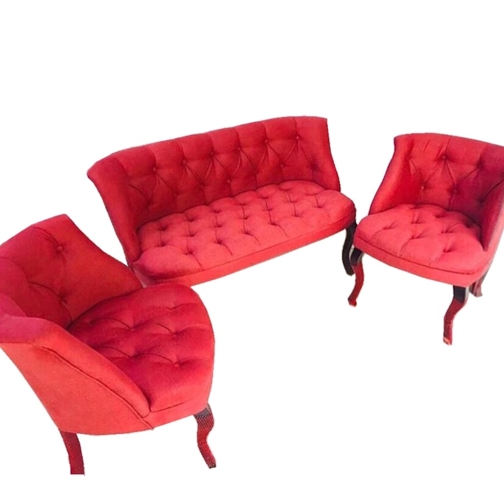 Комплект 2-местен диван с 2 фотьойла Homs, Cafe, Червен