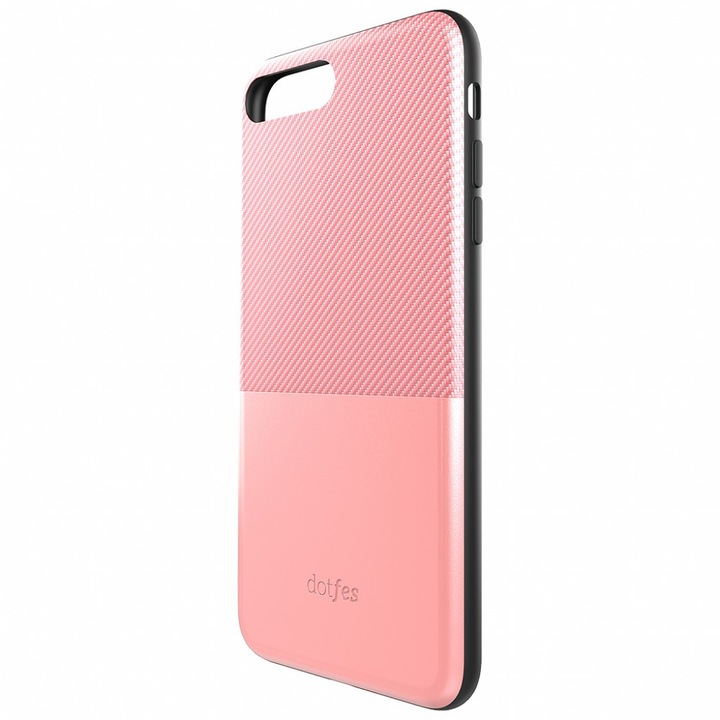 Dotfes G02 iPhone 6 6G 6S Plus (5,5") rose gold carbon prémium hátlap tok (mágneses, bankkártya tartós)
