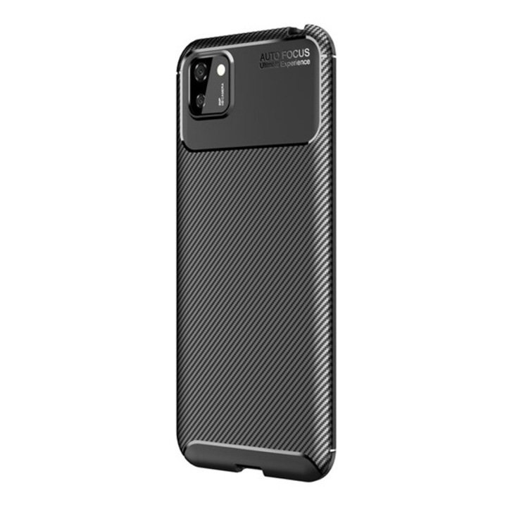 Gigapack szilikon mobiltelefon tok, ütésállóság, légpárnás sarok, karbon minta, fekete, kompatibilis: Honor 9S / Huawei Y5p