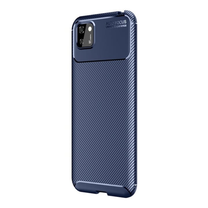 Gigapack szilikon mobiltelefon tok, ütésállóság, légpárnás sarok, karbon minta, sötétkék, kompatibilis: Honor 9S / Huawei Y5p