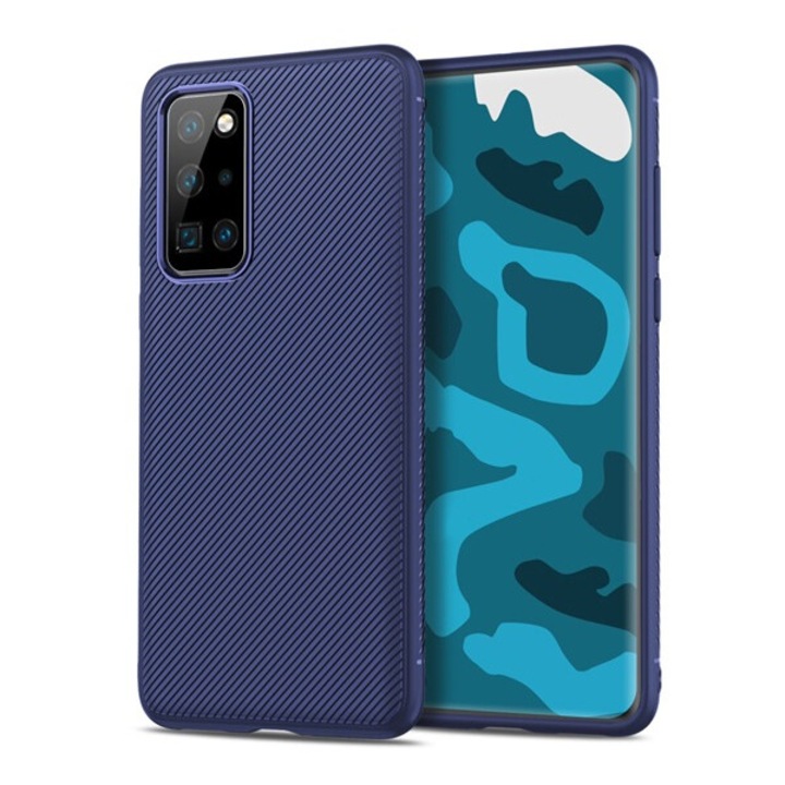 Gigapack szilikon mobiltelefon tok, ütésállóság, csíkos, sötétkék, kompatibilis: Huawei P40 Pro+ 5G / P40 Pro 5G