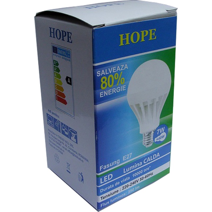 BEC LED HOPE R E27 7W 2700K 350LM forró fény