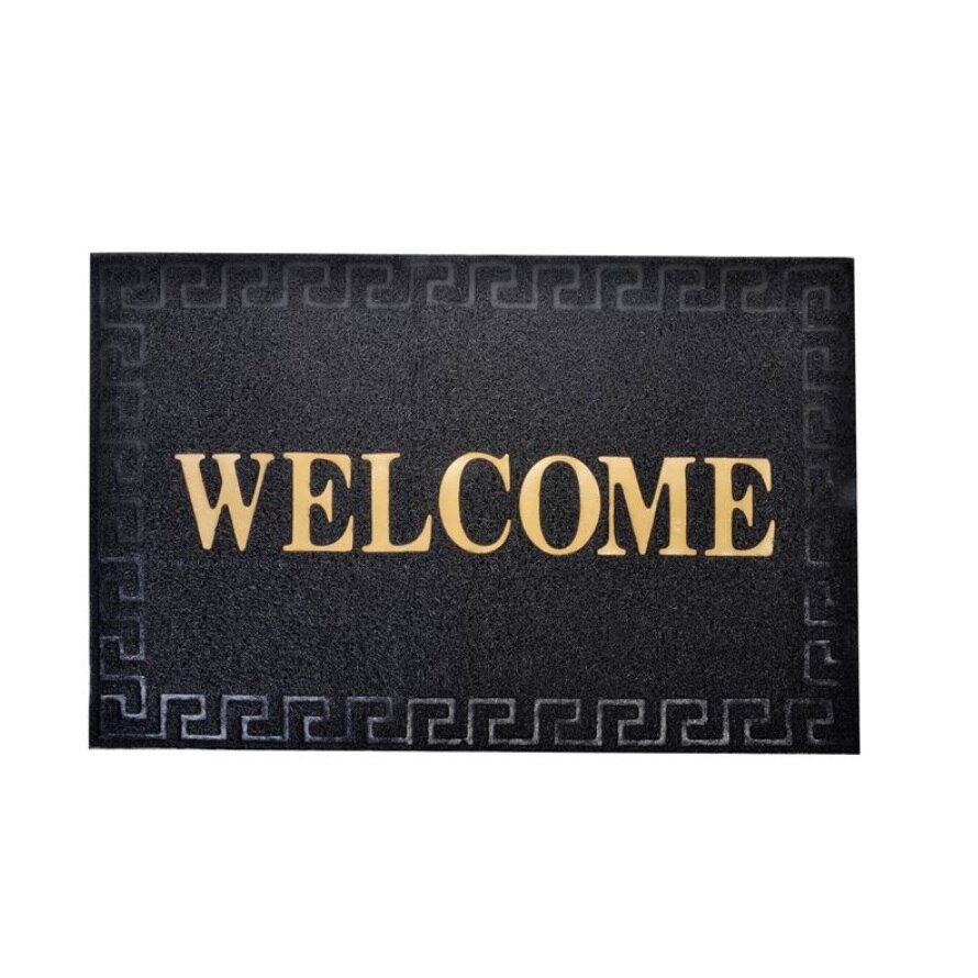 Covoras de intrare cu mesaj, WELCOME, Negru, 90x62 cm