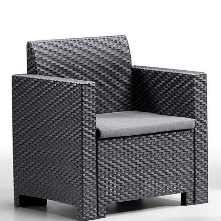 Set mobilier gradina/terasa Nebraska, canapea 3 locuri + 2 fotolii + masuta depozitare, perne incluse, grafit