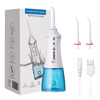 Irigator Oral Profesional Portabil pentru dus bucal FunVita™ V1, 1800 pulsatii/minut, portabil, 3 moduri de lucru, acumulator 1400mAh, 2 duze incluse, 300 ml, Alb Irigator Oral Profesional Portabil pentru dus bucal FunVita™ V1, 1800 pulsatii/minut, portabil, 3 moduri de lucru, acumulator 1400mAh, 2 duze incluse, 300 ml, Alb
