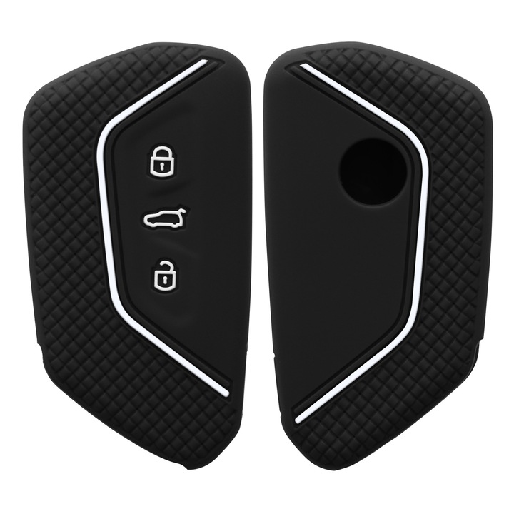 Husa Cheie Auto pentru VW - 3 Butoane, Silicon, Negru, 52650.91