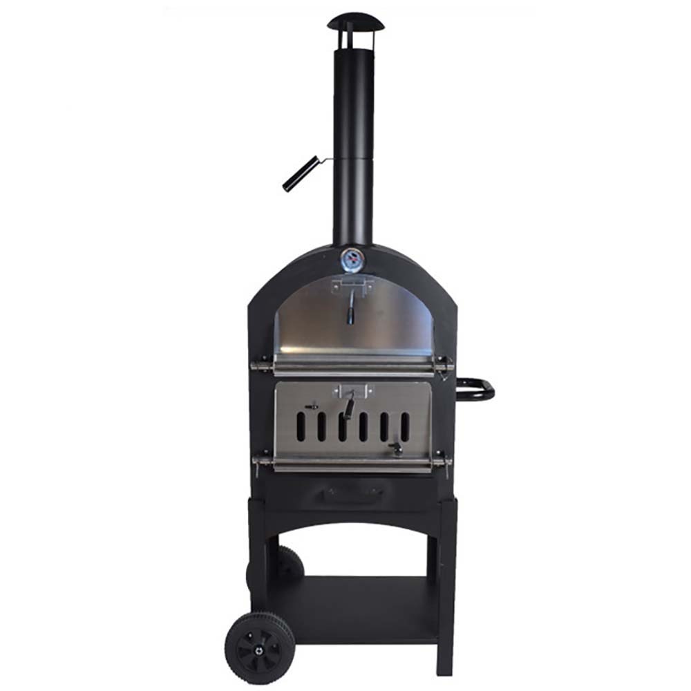 Cuptor de pizza pe carbune pentru gradina Timeless Tools, termometru incorporat, diametru piatra de pizza 33,5 cm