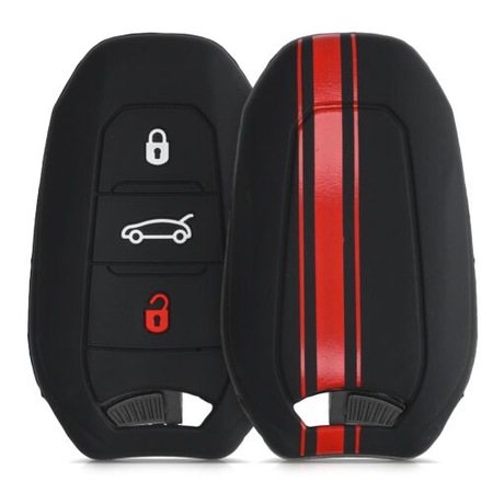 Autókulcsvédő Peugeot / Citroen - 3 gombos - Keyless Go, szilikon, fekete, 45654.01