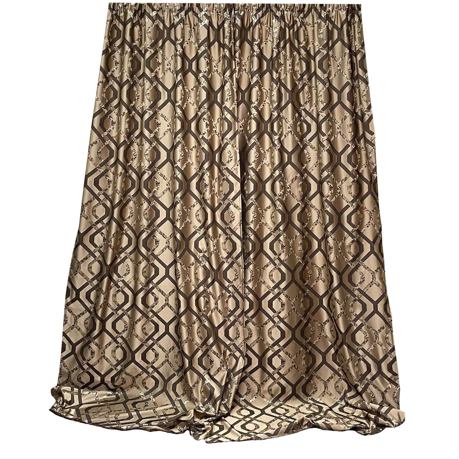 Set doua draperii brocart bej auriu/maro 