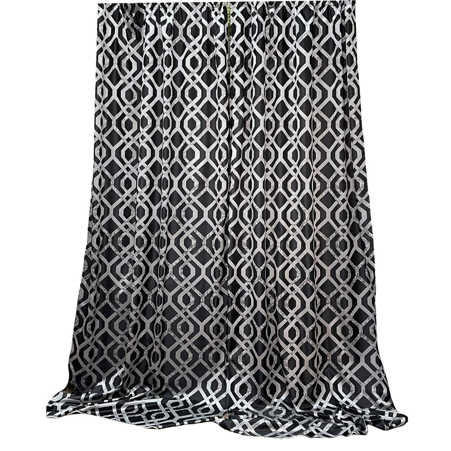 Set doua draperii brocart negru/gri platina 