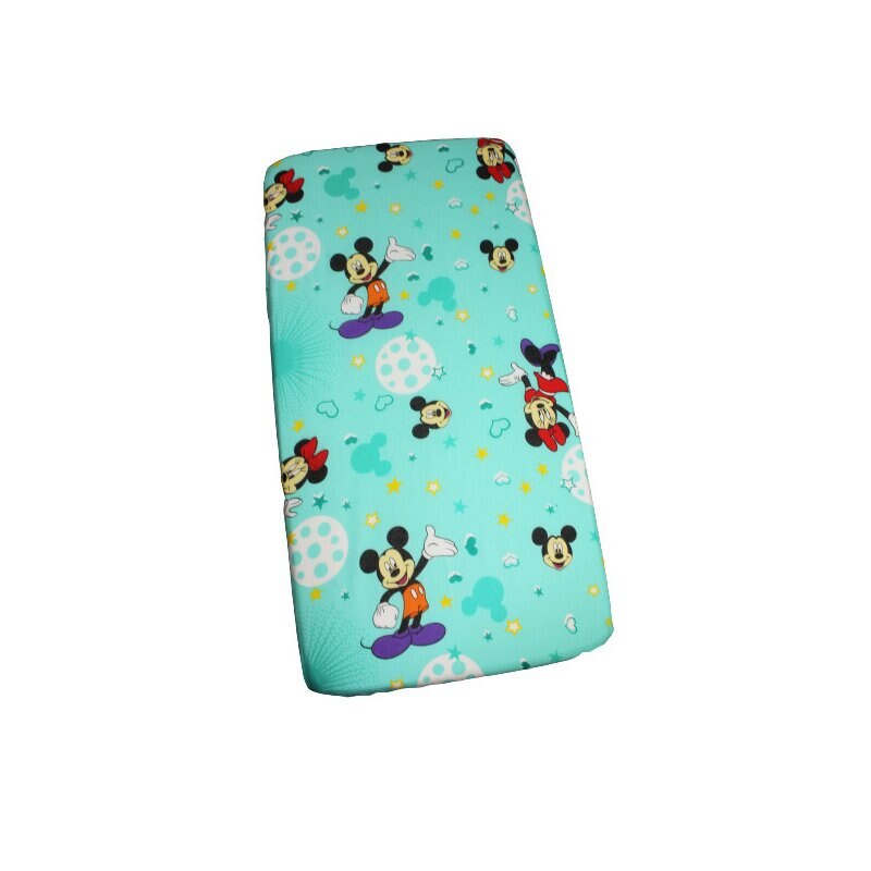 Cearceaf Minnie si Mickey, turcoaz cu stelute, 120 x 60 cm