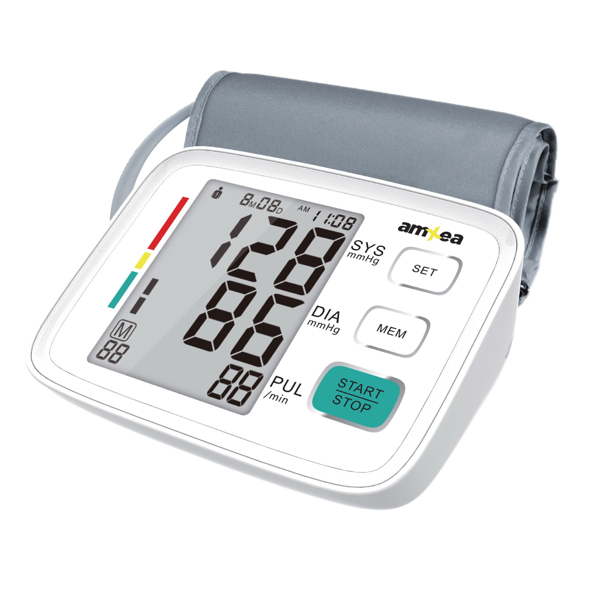 Tensiometru de brat electric amXea BM80EH Alb, 180 memorii, sistolic/diastolic