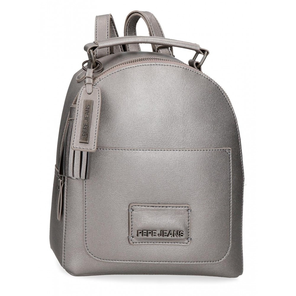 Rucsac Pepe Jeans Cira, gri metalizat