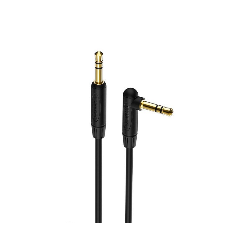 Cablu Audio Aux Jack La Jack 3.5mm Borofone Lugime 1m, Cap 90 Grade, Negru Bl4