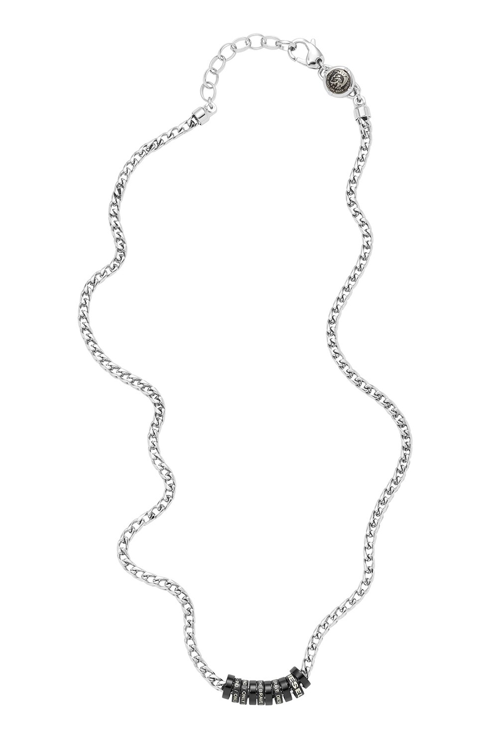 Diesel, Colier de otel inoxidabil cu elemente logo, Argintiu