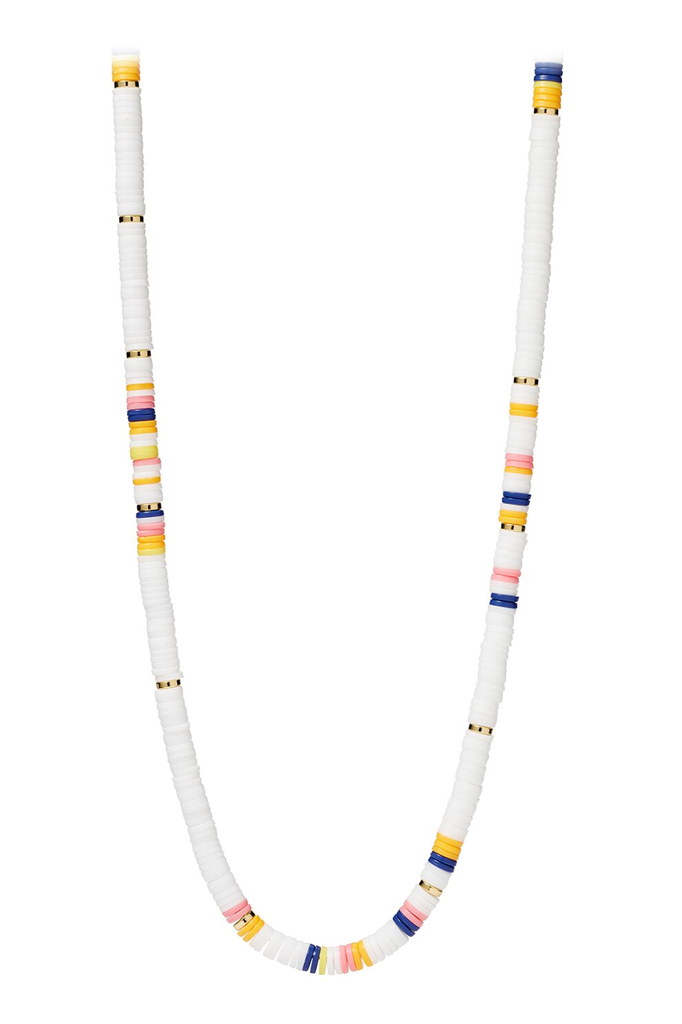 Fossil, Colier cu margele multicolore, Alb