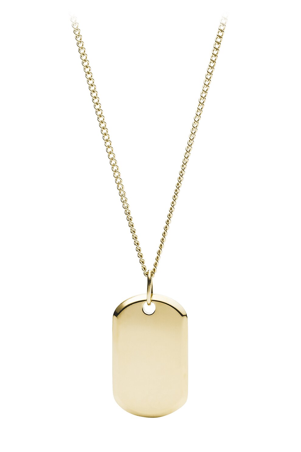 Fossil, Colier de otel inoxidabil cu pandantiv tip placuta, Auriu