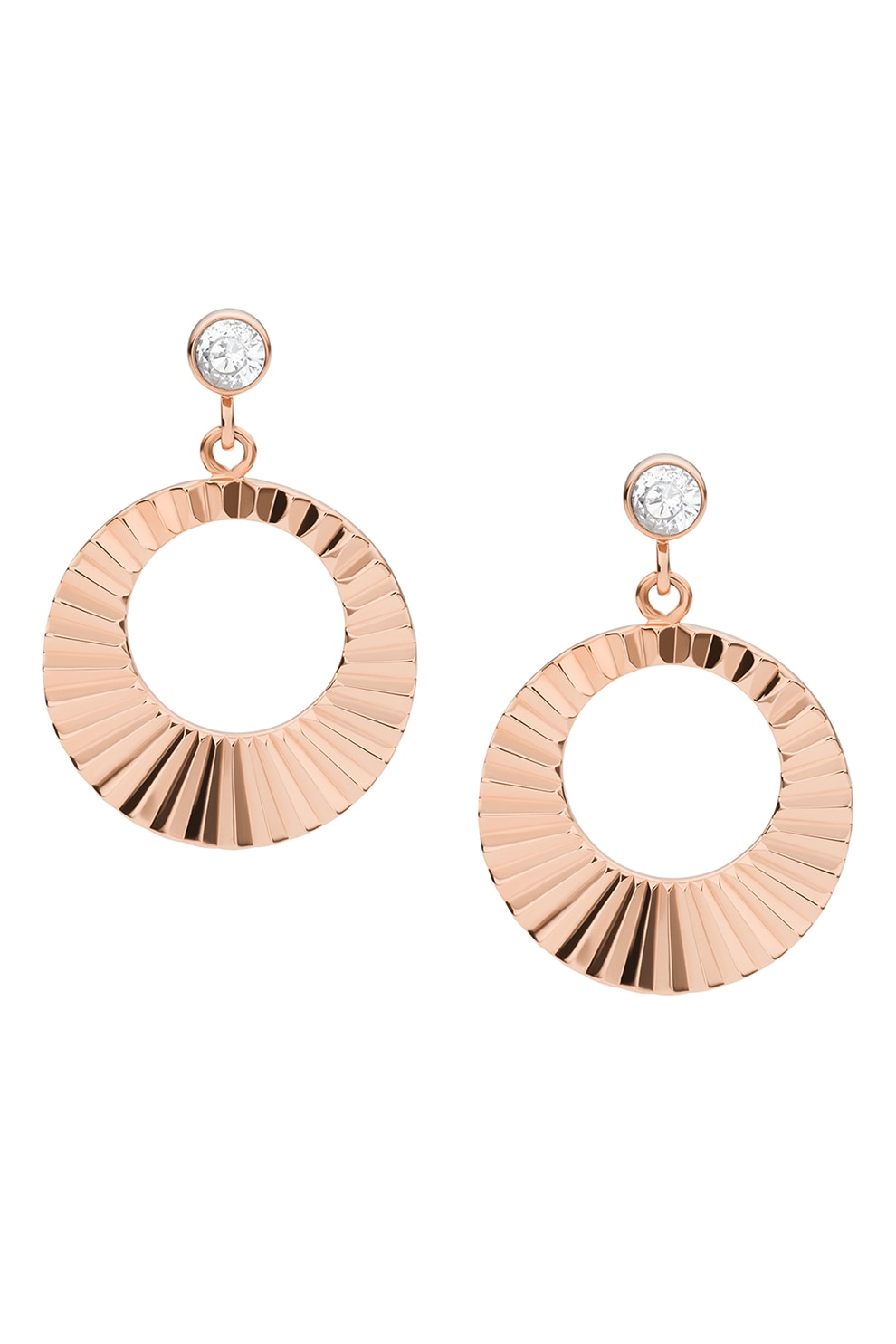 Fossil, Cercei drop de otel inoxidabil, Auriu