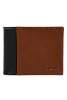 Fossil, Portofel de piele cu protectie RFID, Maro inchis/Negru Fossil, Portofel de piele cu protectie RFID, Maro inchis/Negru