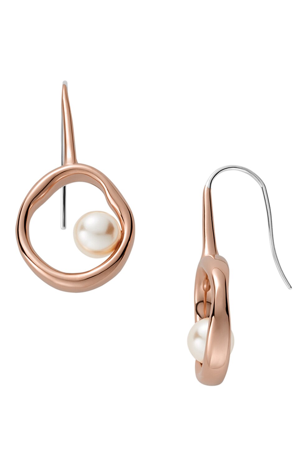 Skagen, Cercei drop decorati cu perle, Auriu