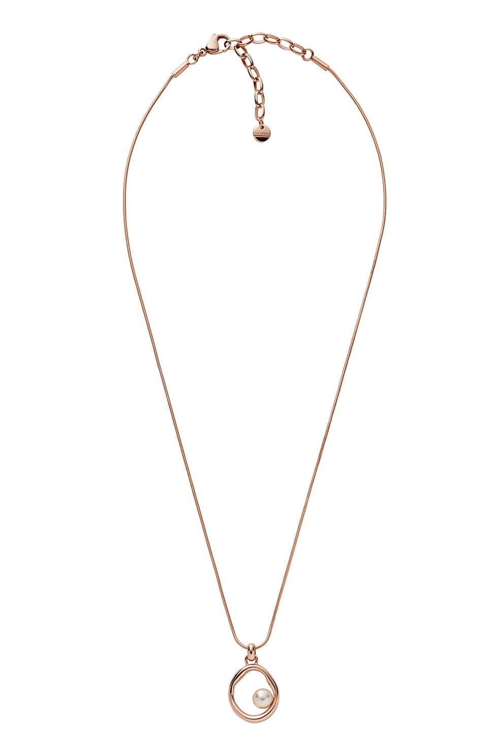 Skagen, Colier de otel inoxidabil cu pandantiv cu perle, Auriu