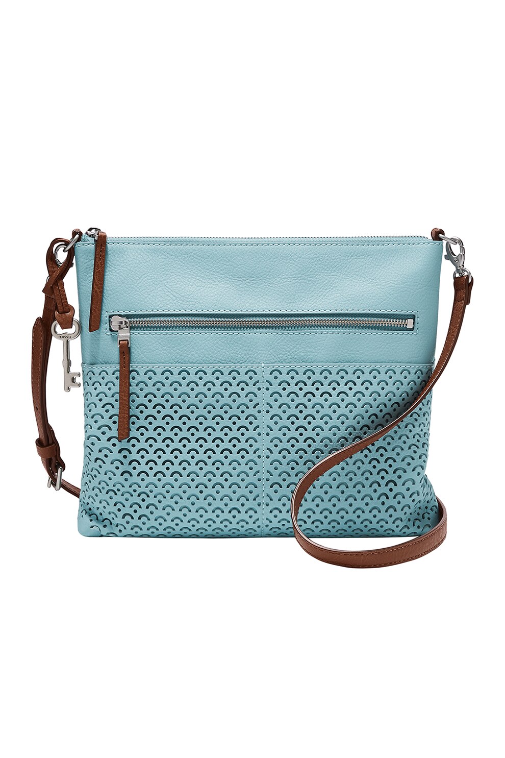 Fossil, Geanta crossbody de piele ecologica Fiona, Bleu/maro