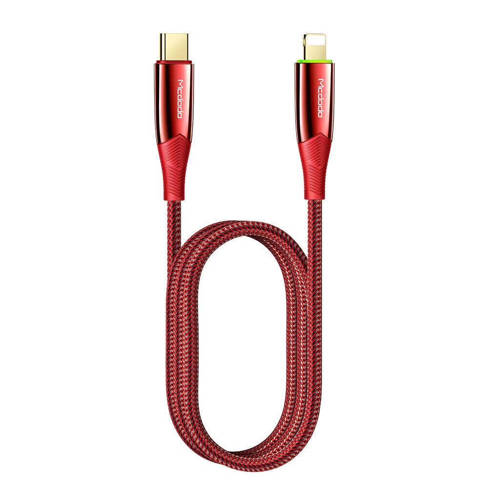 Cablu Mcdodo Shark Series Type-C la Lightning, Red, PD, 1.2m, 20W, oprire automata