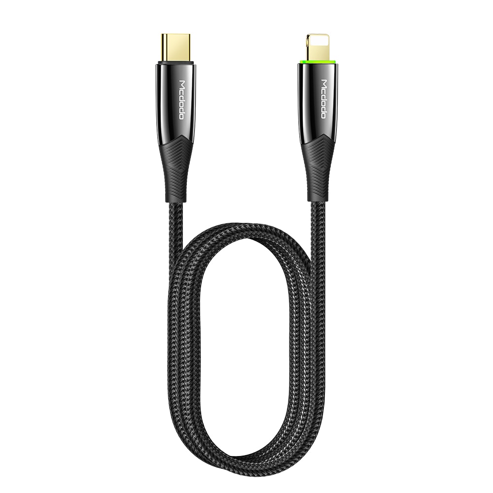 Cablu Mcdodo Shark Series Type-C la Lightning, Black, PD, 1.2m, 20W, oprire automata