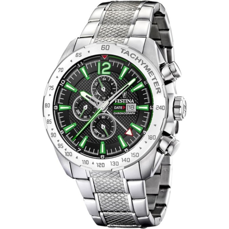 Ceas analogic pentru barbati, Festina, F20439/6, Cronograf, Quartz, 10 ATM, Argintiu/Negru