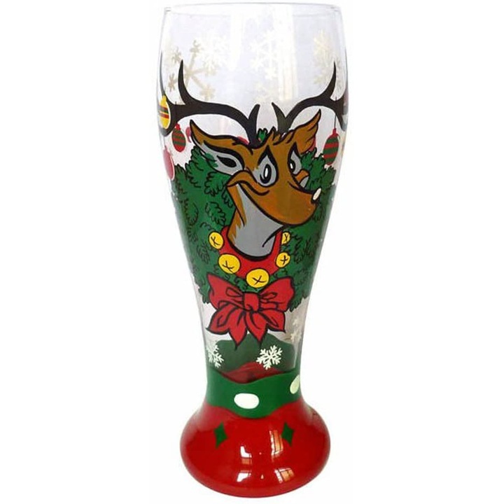 Pahar de bere pictat manual, Sticla, Multicolor