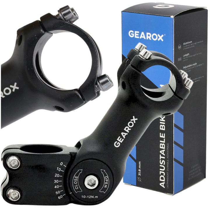 Clips reglabil Gearox, 31,8 x 110mm, Aliaj de aluminiu, Negru
