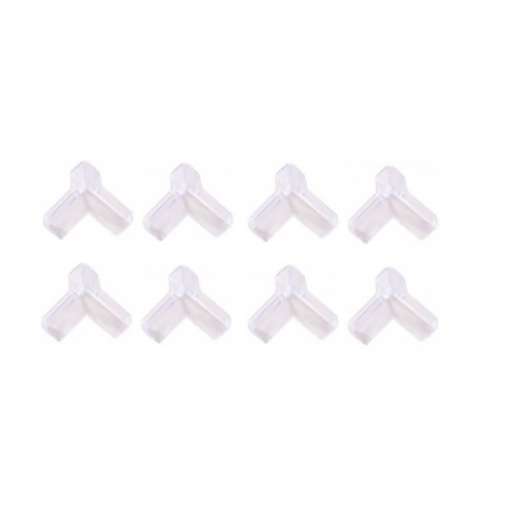 Set 8 protectii colturi, Empria, mini tridimensionale silicon transparent, 2.4x0.8x0.3 cm