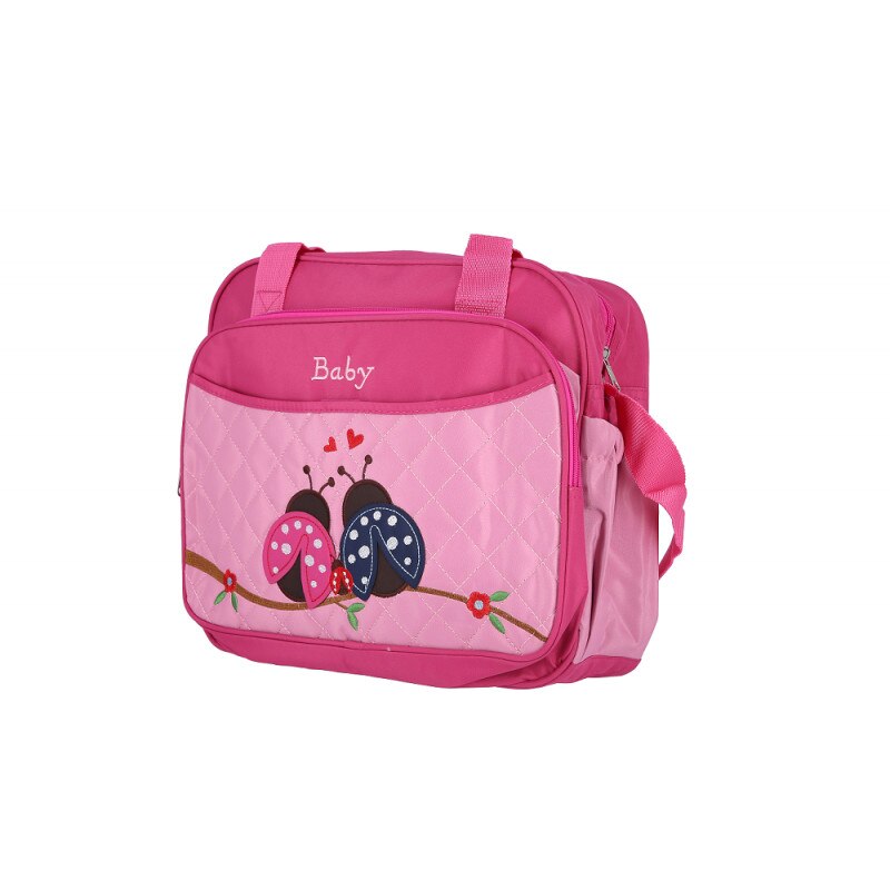 Geanta bebe pentru mamici, 4 buzunare, compartimentata, roz