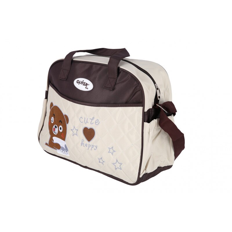 Geanta bebe pentru mamici, 4 buzunare, compartimentata, design modern, maro