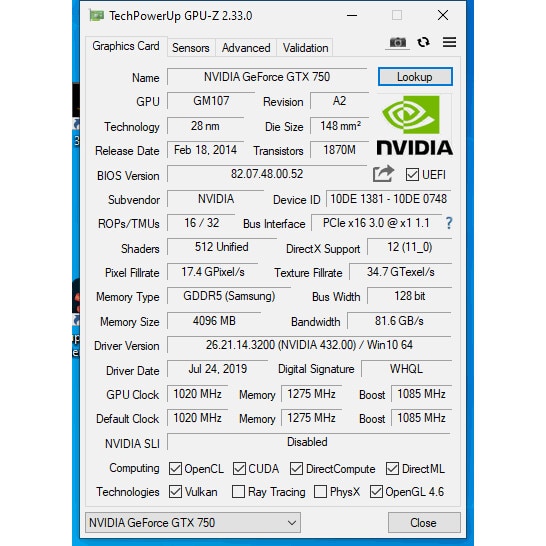 Видеокарта GeForce GTX 750 4GB GDDR5 128-bit, VGA DVI-I HDMI