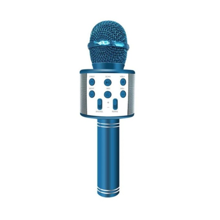 viMAG Karaoke mikrofon, Bluetooth, beépített hangszóró, bármilyen okostelefonnal kompatibilis, beépített akkumulátor, kék