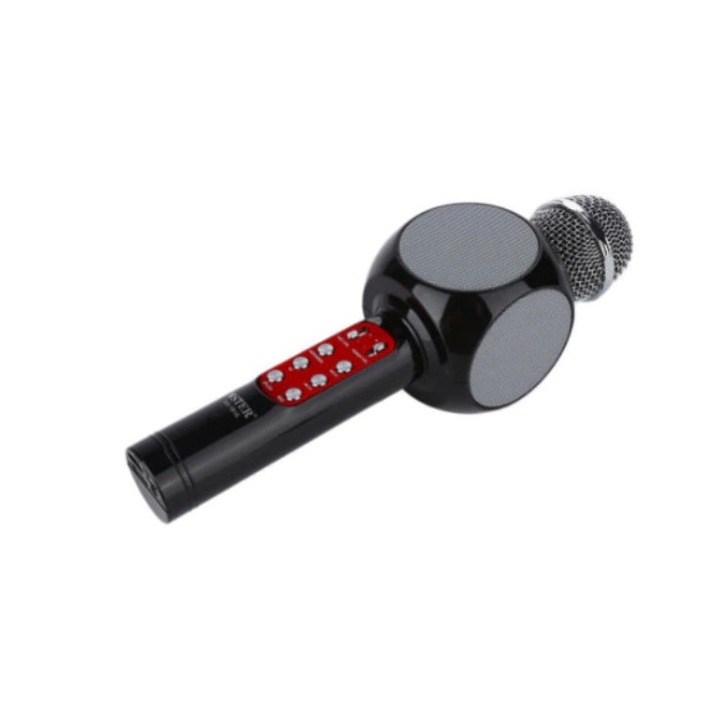 Microfon Karaoke DISCO LED Cu Bluetooth Si Boxa Incorporata , Compatibil cu Orice Smartphone , Acumulator Integrat , Black, viMAG ®