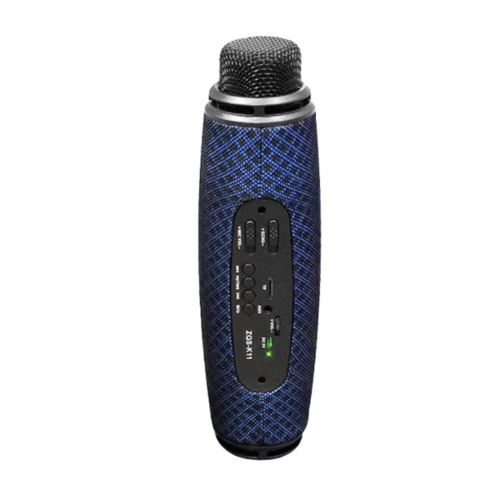 Microfon Karaoke Cu Bluetooth Si Boxa Incorporata, ZQS-K11, slot card TF, AUX, albastru, viMAG ®