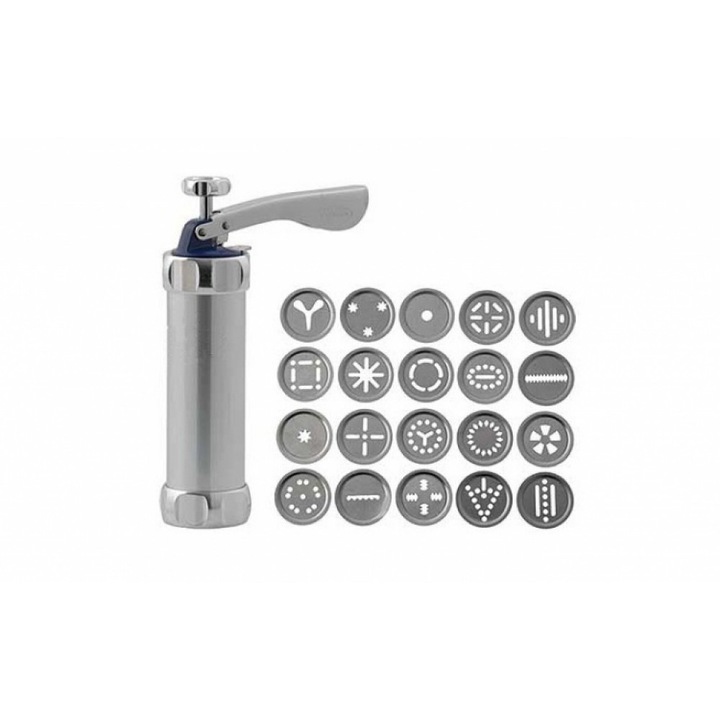 Presa Biscuiti, Fursecuri, Prajituri, 20 de forme, 4 accesorii ornat, Inox/Aluminiu, LikeStore