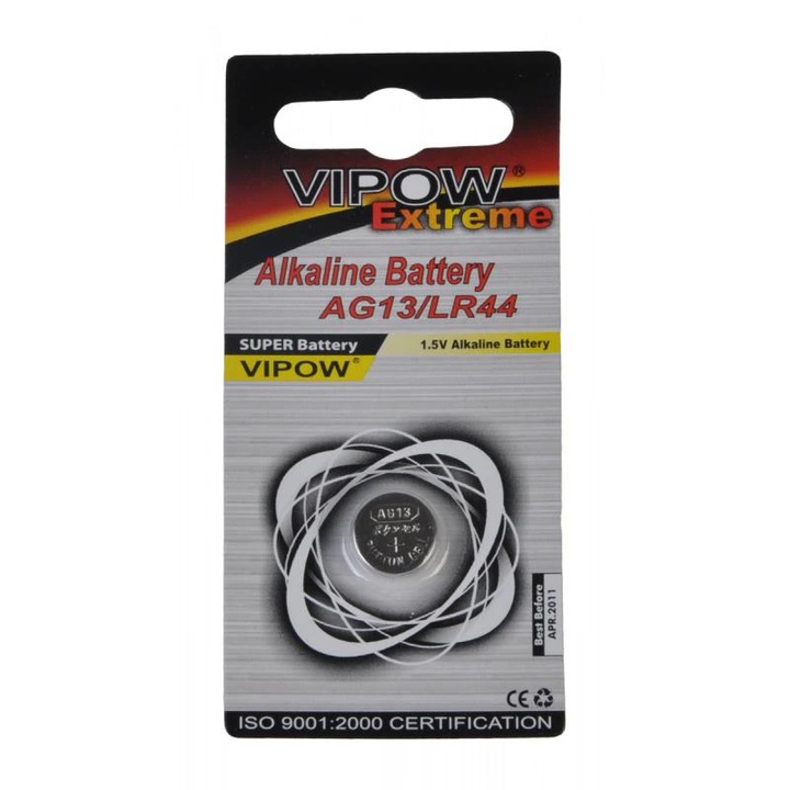 Baterie Vipow extreme AG13 LR44, 1.5V, 1 bucata