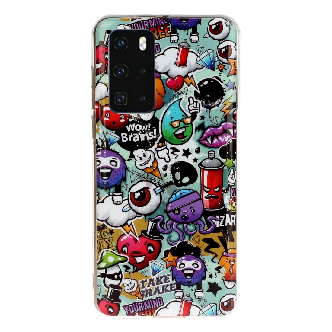 Husa silicon compatibila cu Huawei P40 Fosforescent model Graffity, Silicon, TPU Viceversa