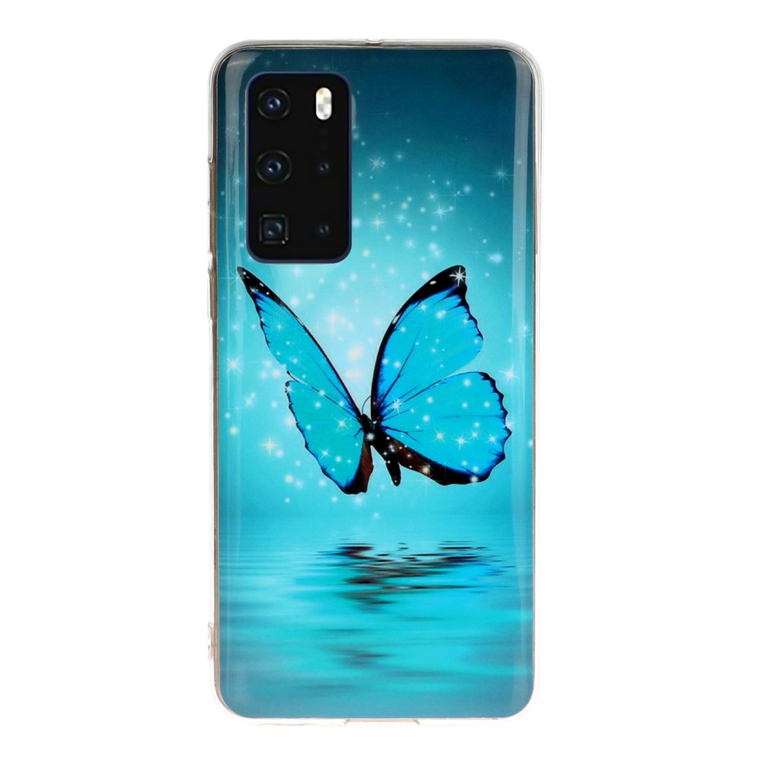 Husa silicon compatibila cu Huawei P40 Fosforescent model Butterflies, Silicon, TPU Viceversa