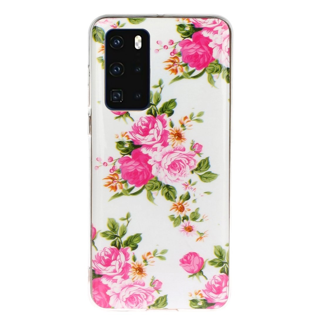 Husa silicon compatibila cu Huawei P40 Fosforescent model Roses, Silicon, TPU Viceversa