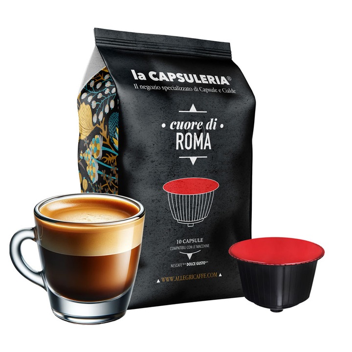 Cafea Cuore di Roma, 10 capsule compatibile Nescafe Dolce Gusto, La Capsuleria
