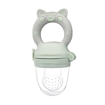 Suzeta pig pentru fructe si legume verde cu maner gri, 12.5x5.5cm, silicon alimentar, +6 luni, 0% BPA Suzeta pig pentru fructe si legume verde cu maner gri, 12.5x5.5cm, silicon alimentar, +6 luni, 0% BPA