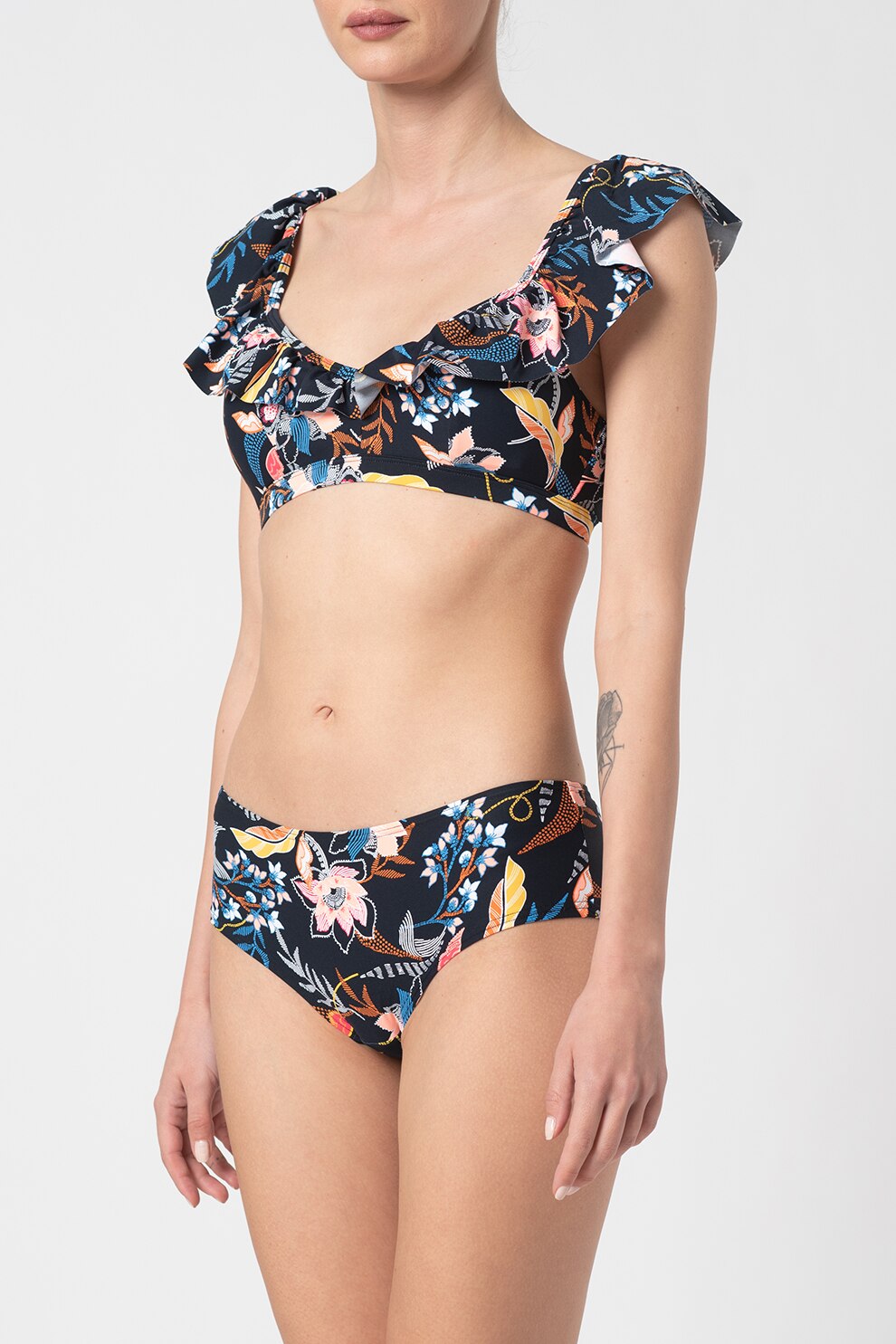 ESPRIT Bodywear, Sutien de baie cu imprimeu Selina, Bleumarin inchis/Galben/Alb