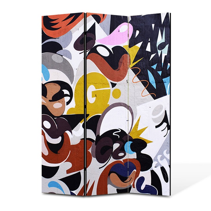 Paravan 3 piese Premium TrueColor, Art Star, Animatii asternute pe perete, Abstract, Panza pe cadru de lemn, Decoratiuni Moderne pentru Casa, 3 Panouri de 35x150, 105 x 150 cm