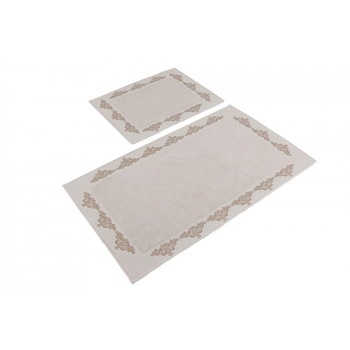 Set 2 covorase baie bumbac 100%, 60x100 cm, 50x60 cm, Hobby Home, Sapphire Cream (Crem) Set 2 covorase baie bumbac 100%, 60x100 cm, 50x60 cm, Hobby Home, Sapphire Cream (Crem)