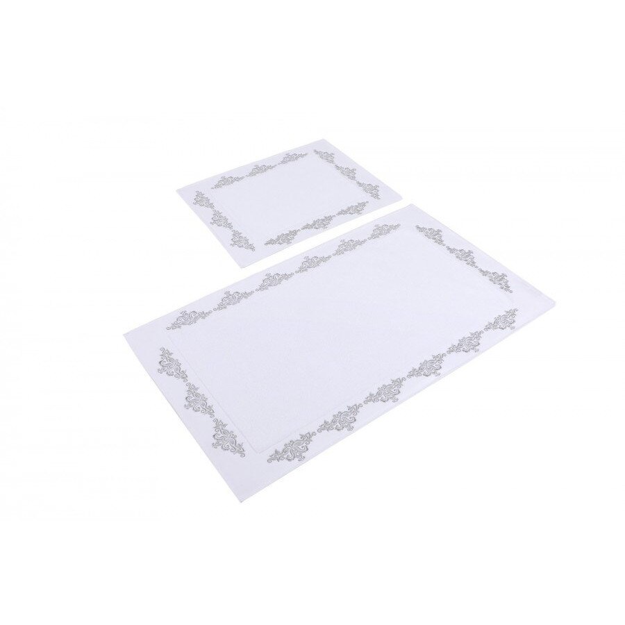 Set 2 covorase baie bumbac 100%, 60x100 cm, 50x60 cm, Hobby Home, Sapphire White (Alb)